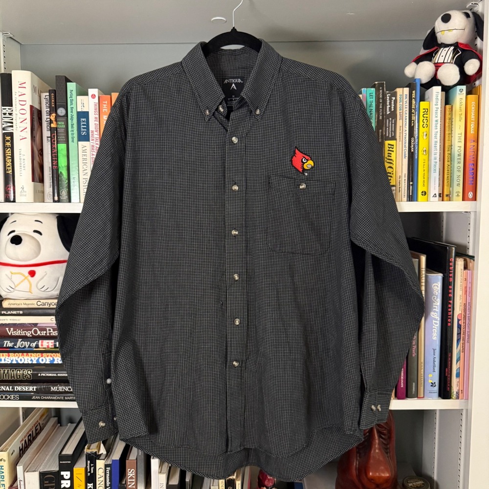 Antigua Louisville Cardinals Micro Grid Button Down Shirt Size Medium